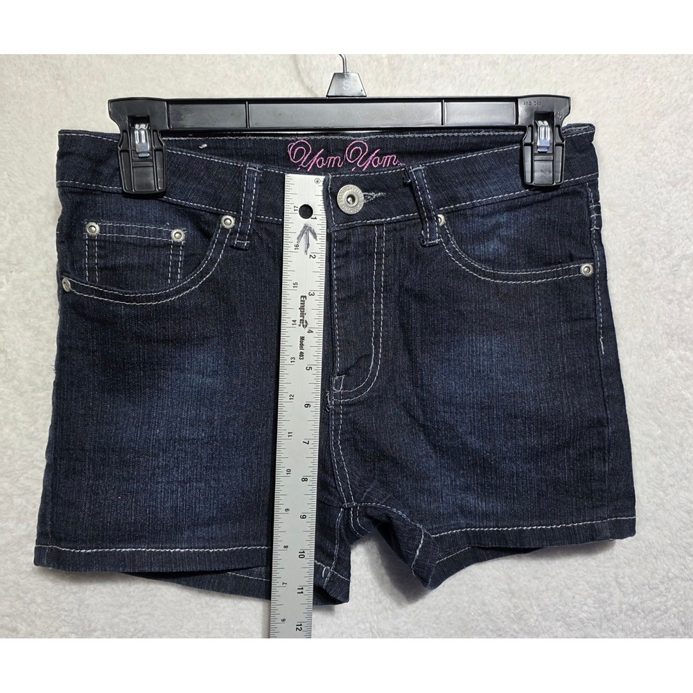Y2K Yom Yom Girls Denim Shorts Sequin Back Pockets Rhinestones Blue Size 14 - Picture 8 of 8